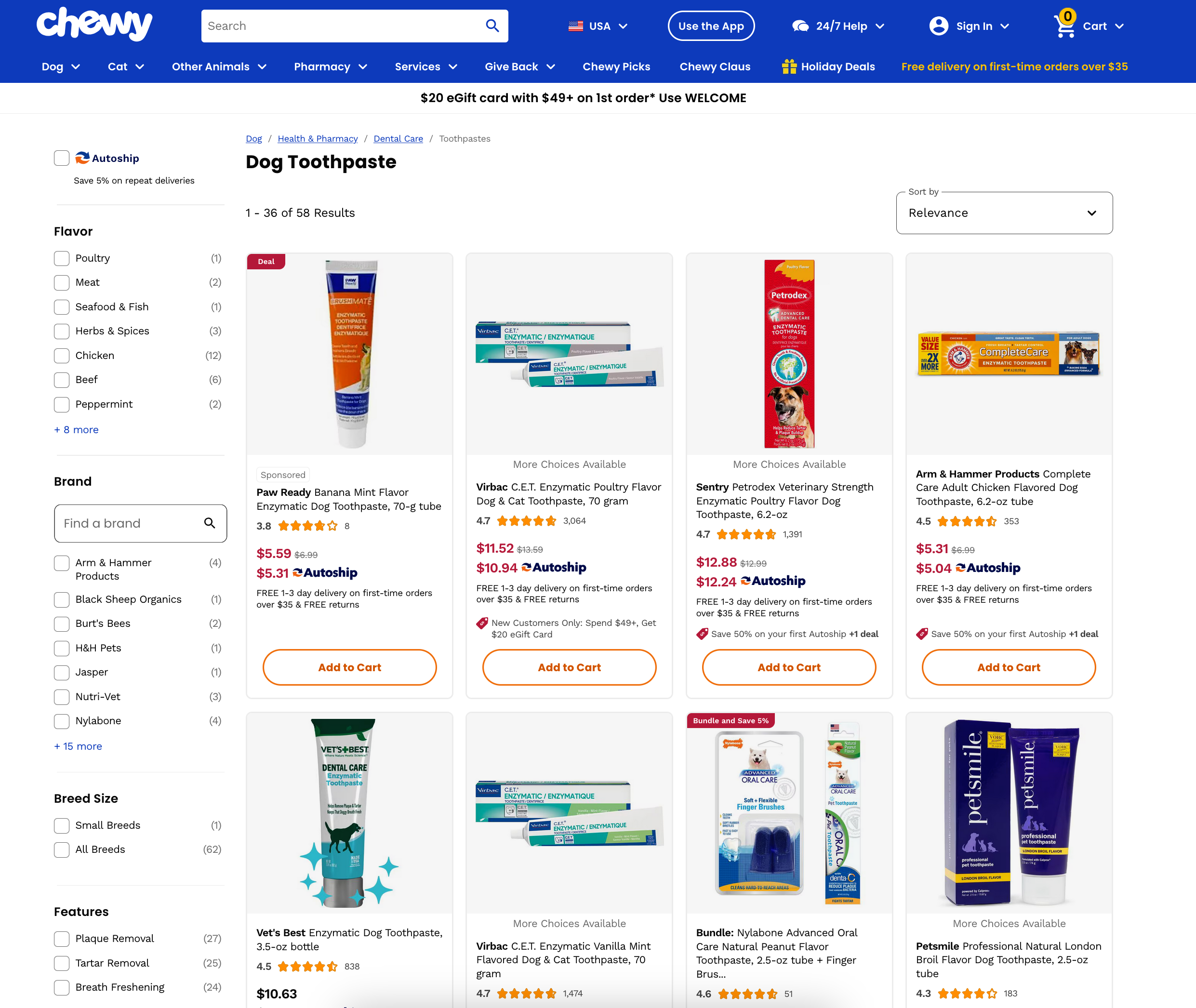 chewy product page example